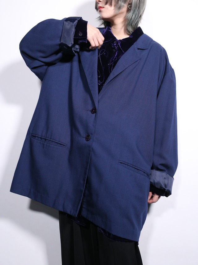 over silhouette deep navy easy tailored jacket