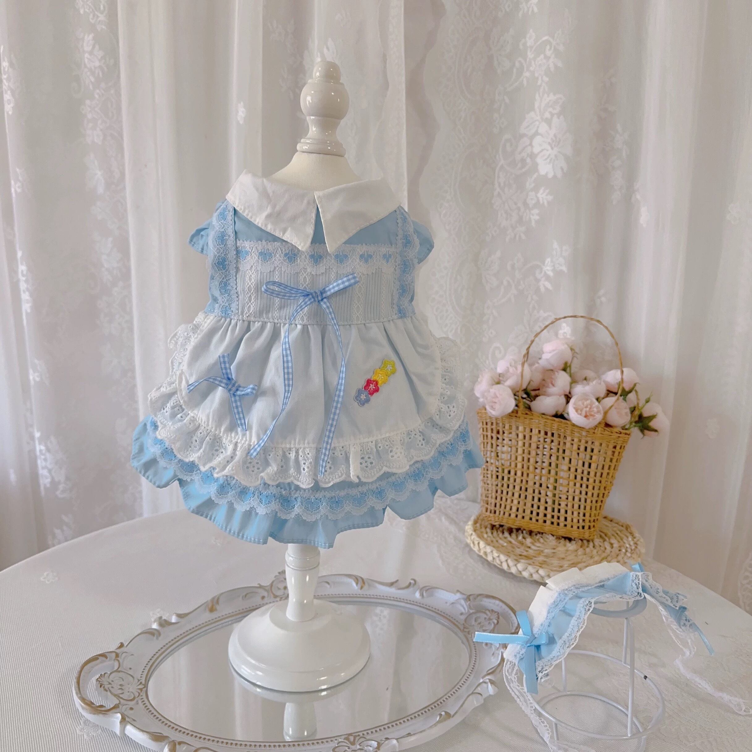 ライトブルーのメイド風ワンピース 00375