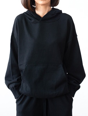 aulico : KNIT HOODIE / BLACK