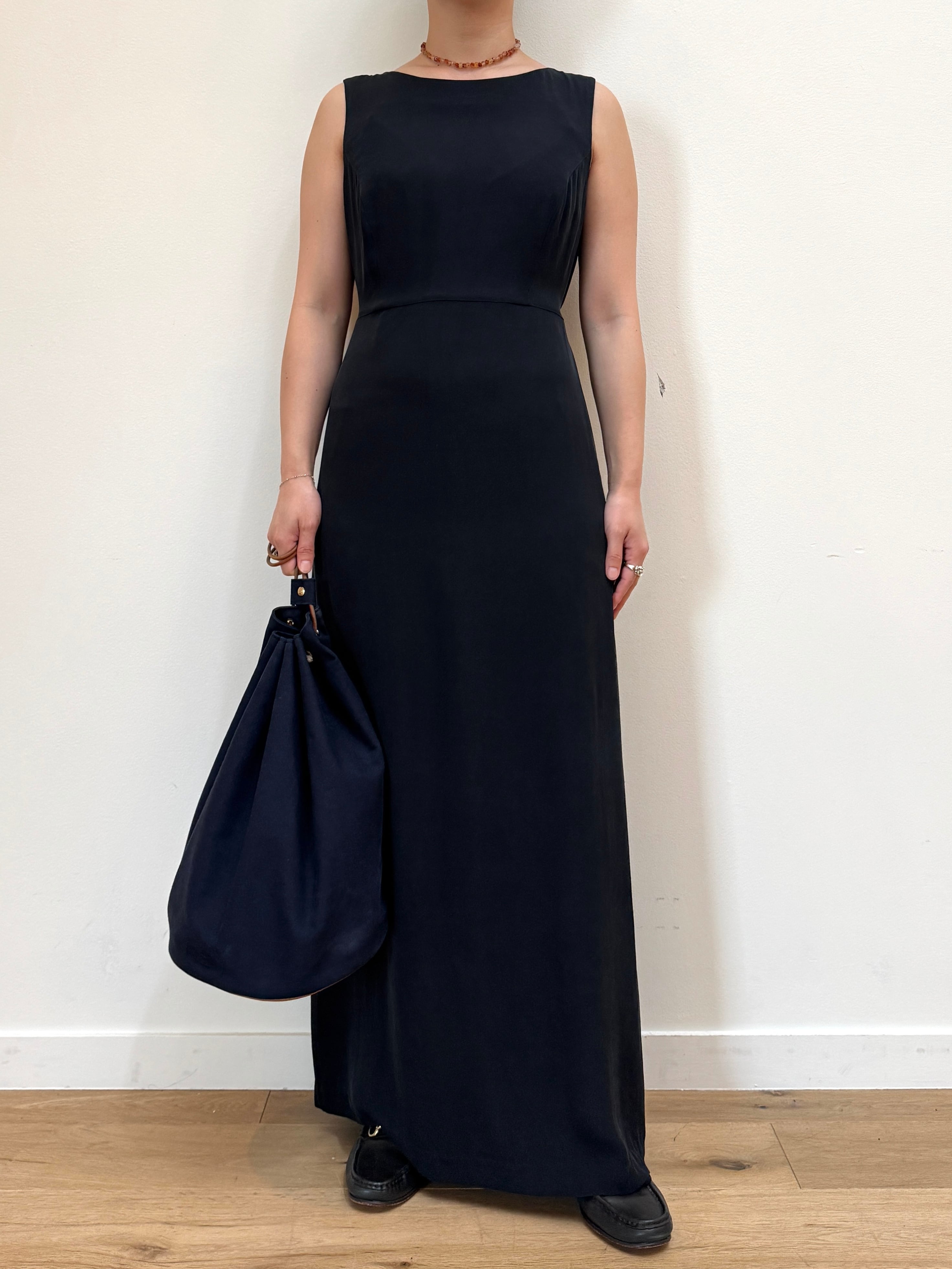 OP12-2 USED SILK DRESS -BLACK-