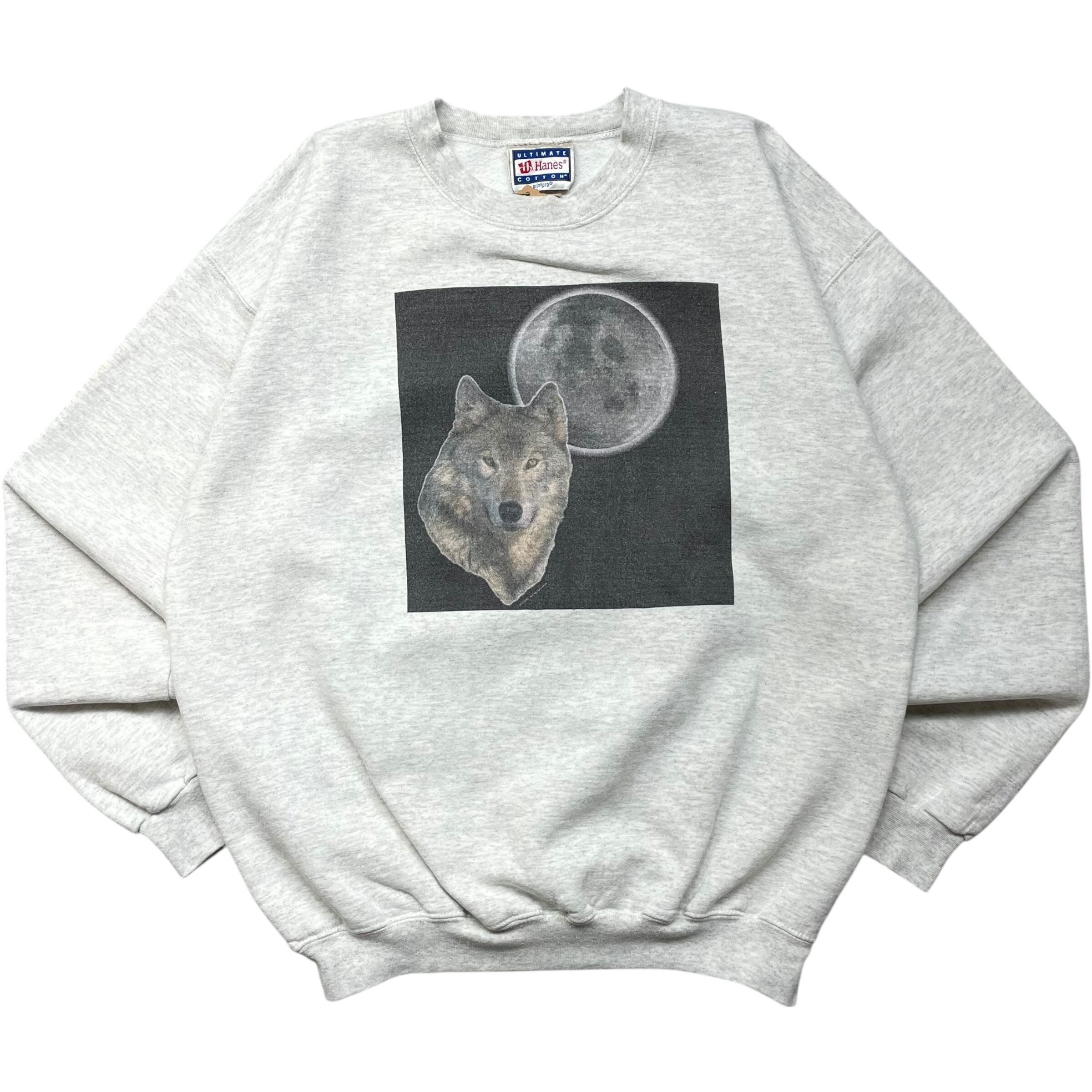 《L》Hanes ヘインズ オオカミ プリント スウェット no.5644