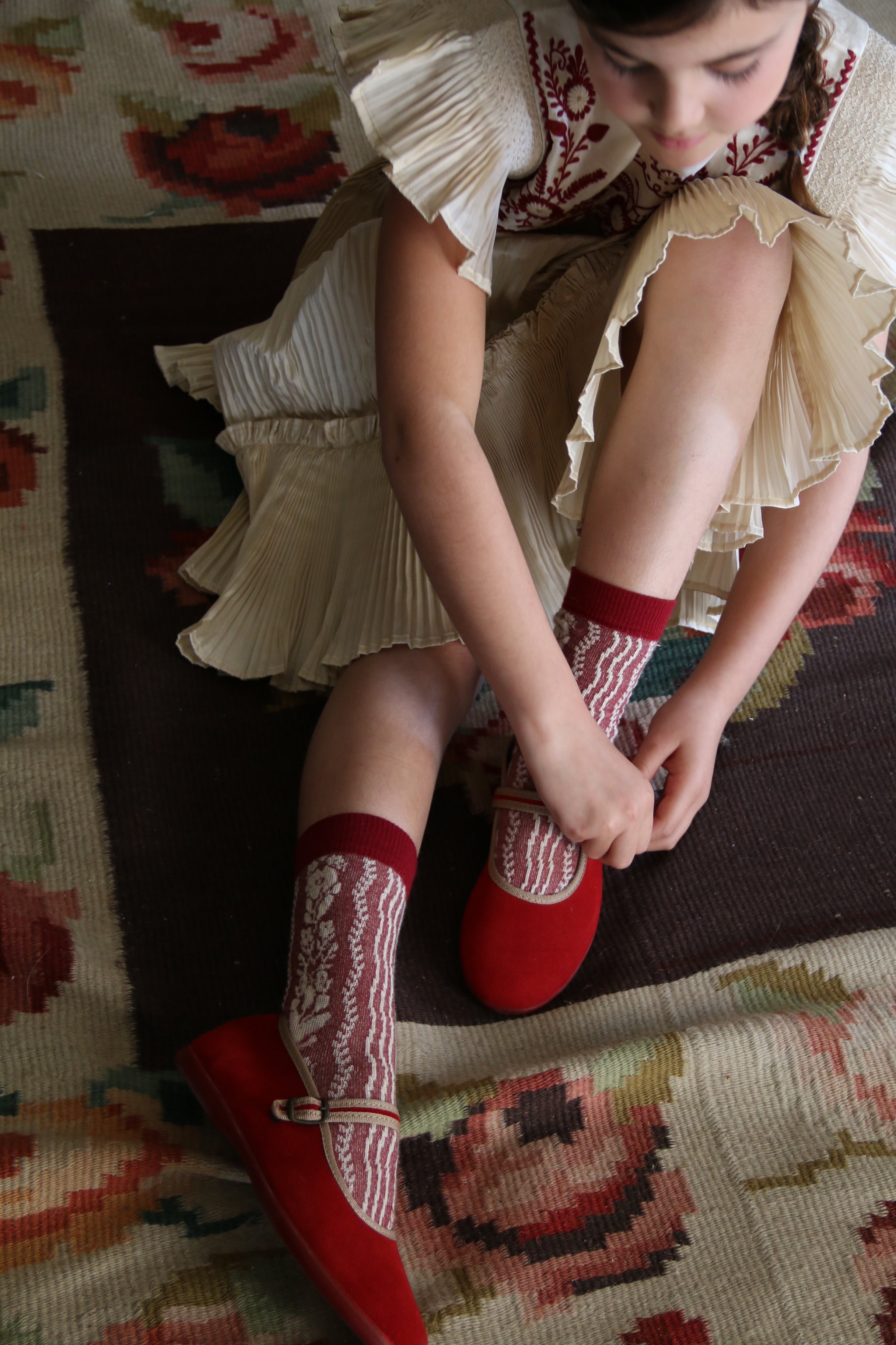 BONJOUR DIARY Dress pleated ivory taffetas 8y | RESONASON