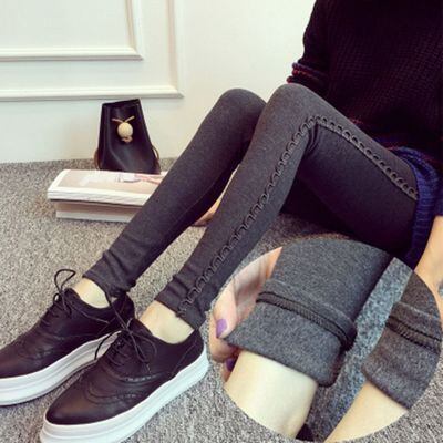 ゆるかわ☆♡ ストレッチ抜群 レギンス サイドバッグル ダークグレー