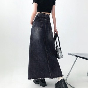 デニムスカート レディース デニム ハイウエスト きれいめ 大人 かわいい おしゃれ カジュアル ウォッシュ加工 レトロ 韓国 ロングスカート Aライン ヴィンテージ 大人可愛い 大人女子