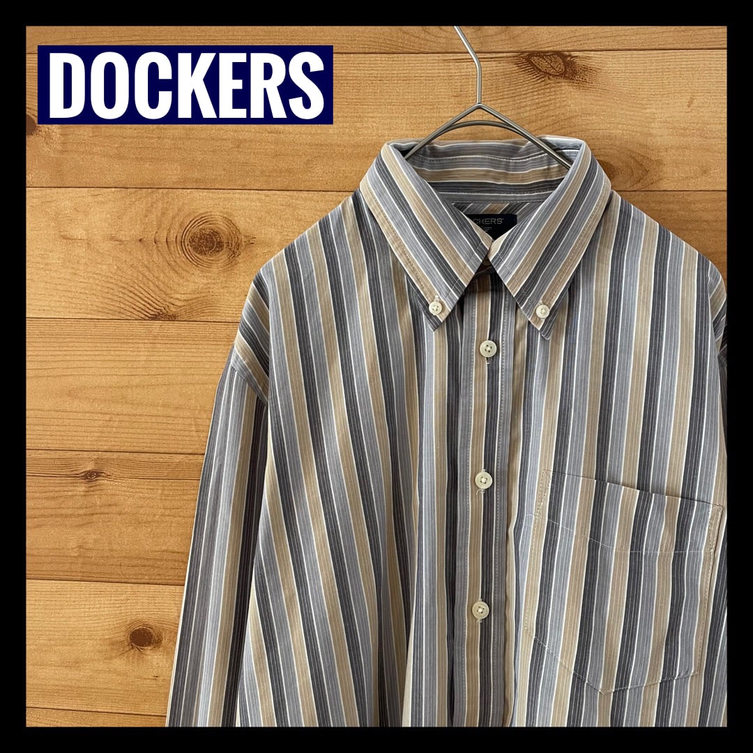 DOCKERS 長袖 ボタンダウンストライプシャツ メンズXXL /eaa283290