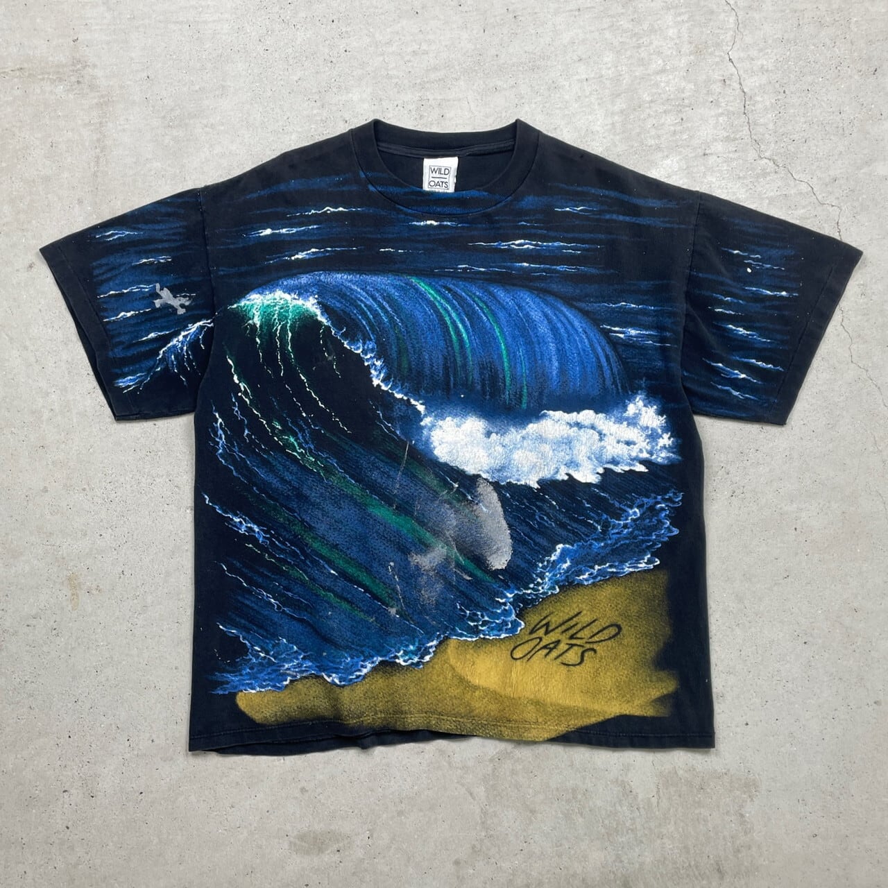 90年代 USA製 WILD OATS オールオーバープリントTシャツ 波 サーフ 