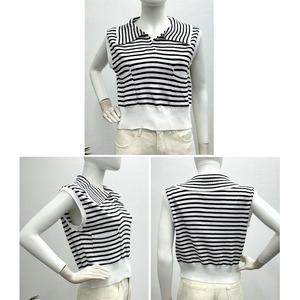 ポロニット レディース 韓国 春夏 トップス フレンチスリーブ ボーダー柄 おしゃれ きれいめ ニット ポロ 大人 かわいい カジュアル 大人可愛い 大人女子