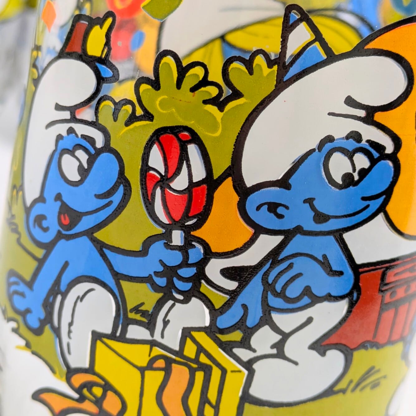 ☆ VINTAGE 1983☆【 SMURF / スマーフ 】 Hardee's / ハーディーズ ノベルティグラス 『 SMURFETTE 』/ ビンテージ コップ〚アメリカン雑貨 アメトイ〛