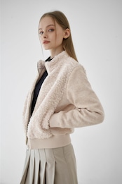 GOXO ゴーエックスオー スマイルハートダンブルジップアップジャンパー ベージュ