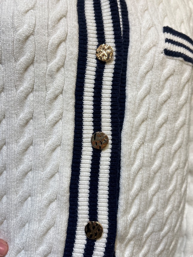 white × navy sailor collar cardigan