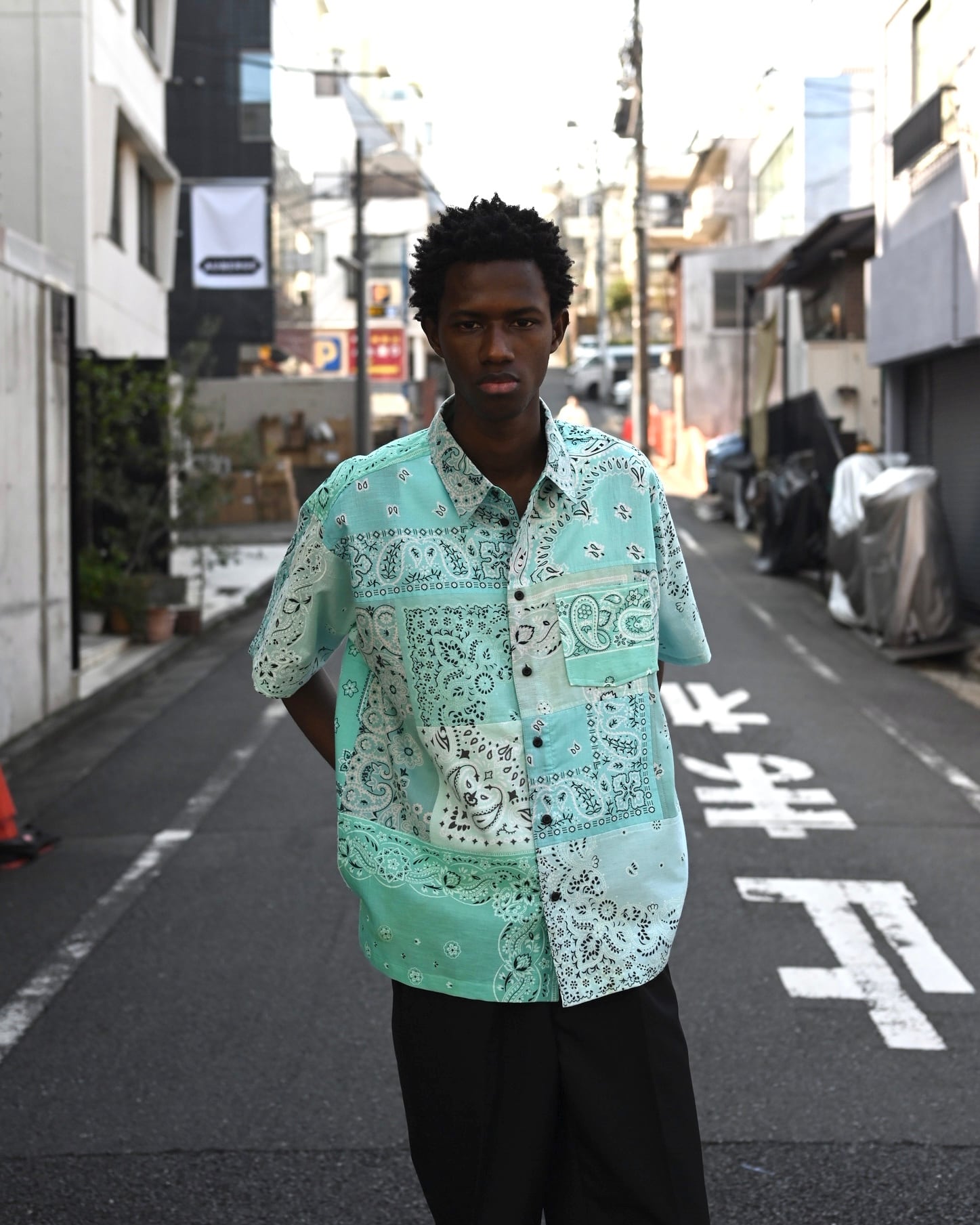 Bandana Short-sleeve Shirt c/# Black Dyed | MIYAGIHIDETAKA