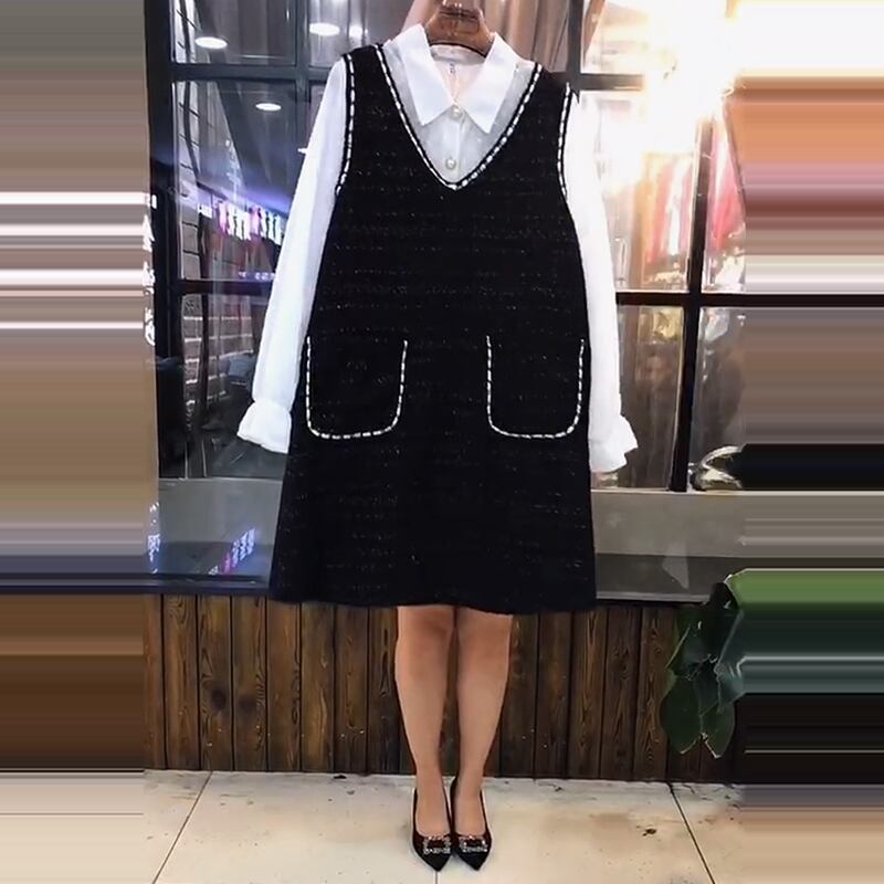 2020年の新しい秋冬の衣類ファットmmプラスサイズの女性の年齢を減らすシャツのツーピーススーツは薄い洋服を示しています ミックスインファッション63496291062