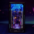 DIY ミニチュア ブックエンド ミニチュアハウス 手作り 組み立て 模型 クリエイティブ 誕生日 プレゼント クリスマス おしゃれ インテリア  ホリデー 木製 ブラック 近未来  クール かっこいい サイバー