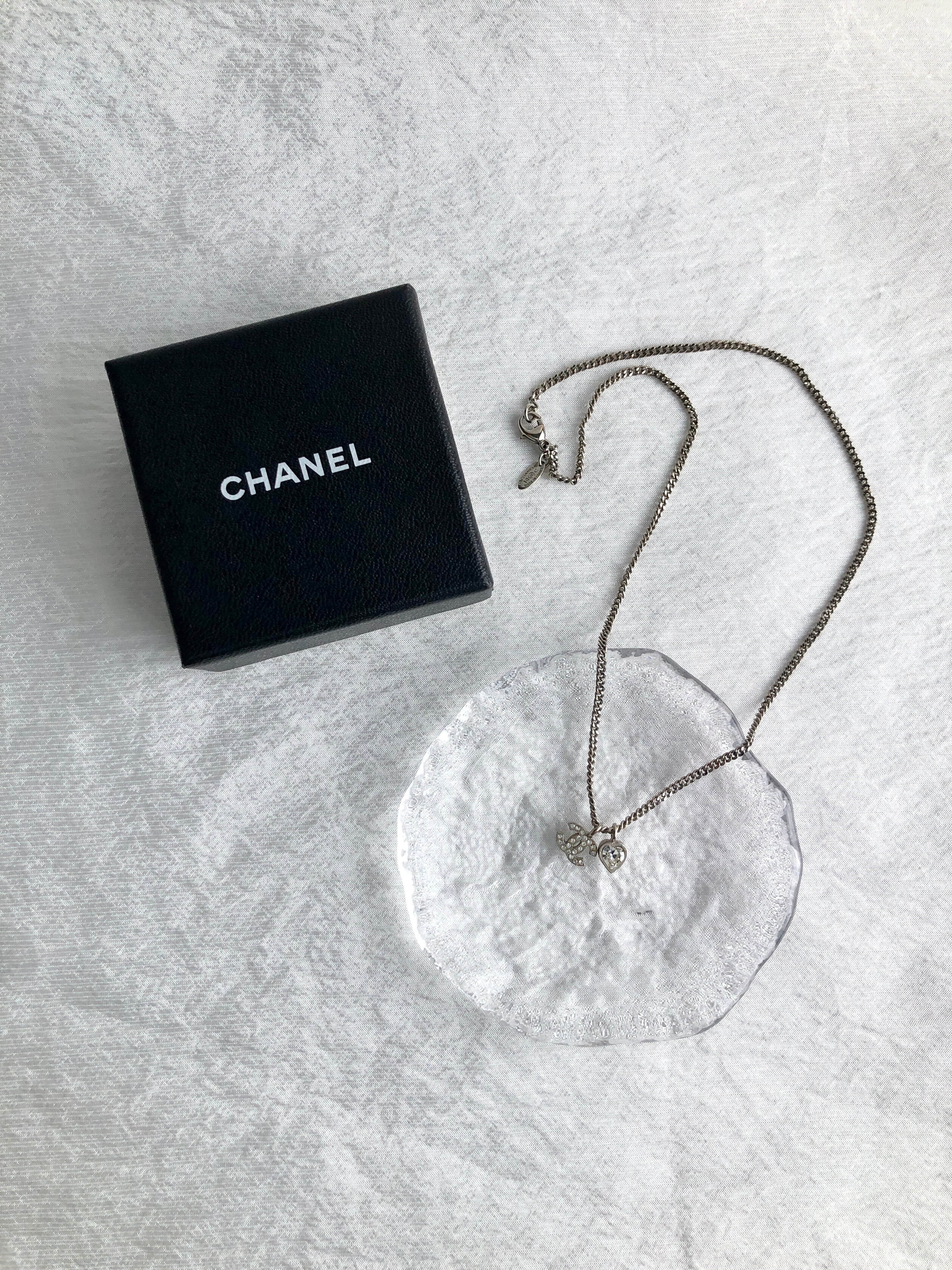 CHANEL シャネル ネックレス シルバー ココマーク ハート ストーン