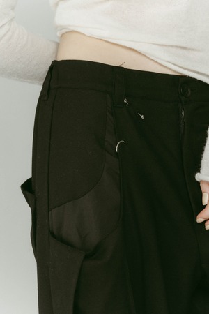 Pierced Drape Pants / BLACK