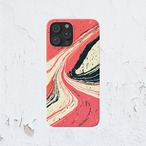 受注生産 iPhoneケース ローズピンクと黒の流線マーブル｜紙マーブリング MARB012D