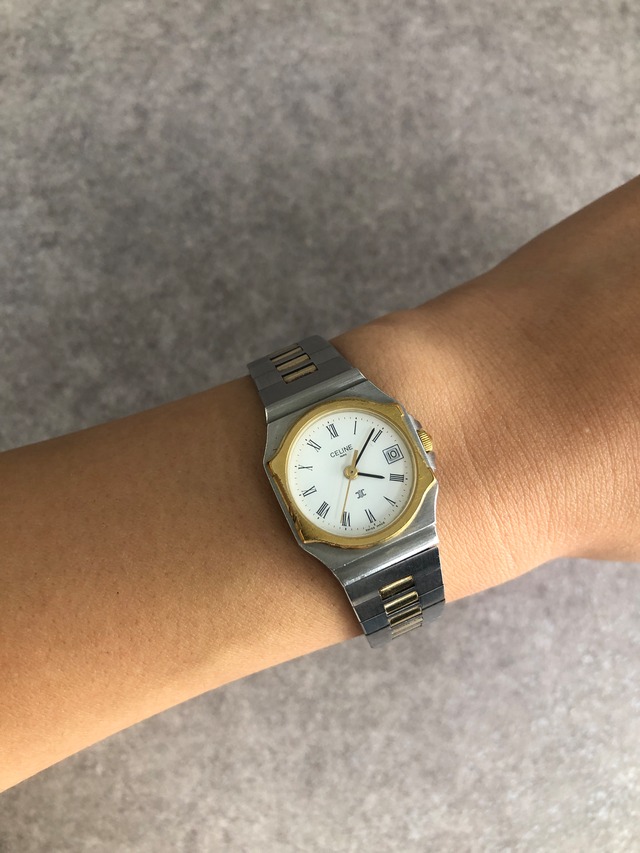 CELINE セリーヌ 腕時計 シルバー×ゴールド ローマ文字 ステンレススチール 2245 vintage ヴィンテージ オールド d4racx