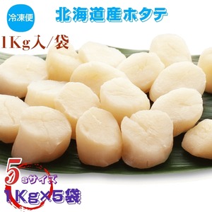 ホタテ 北海道産ホタテ貝柱 １Kg ５sサイズ×５袋 冷凍 産地直送 送料無料