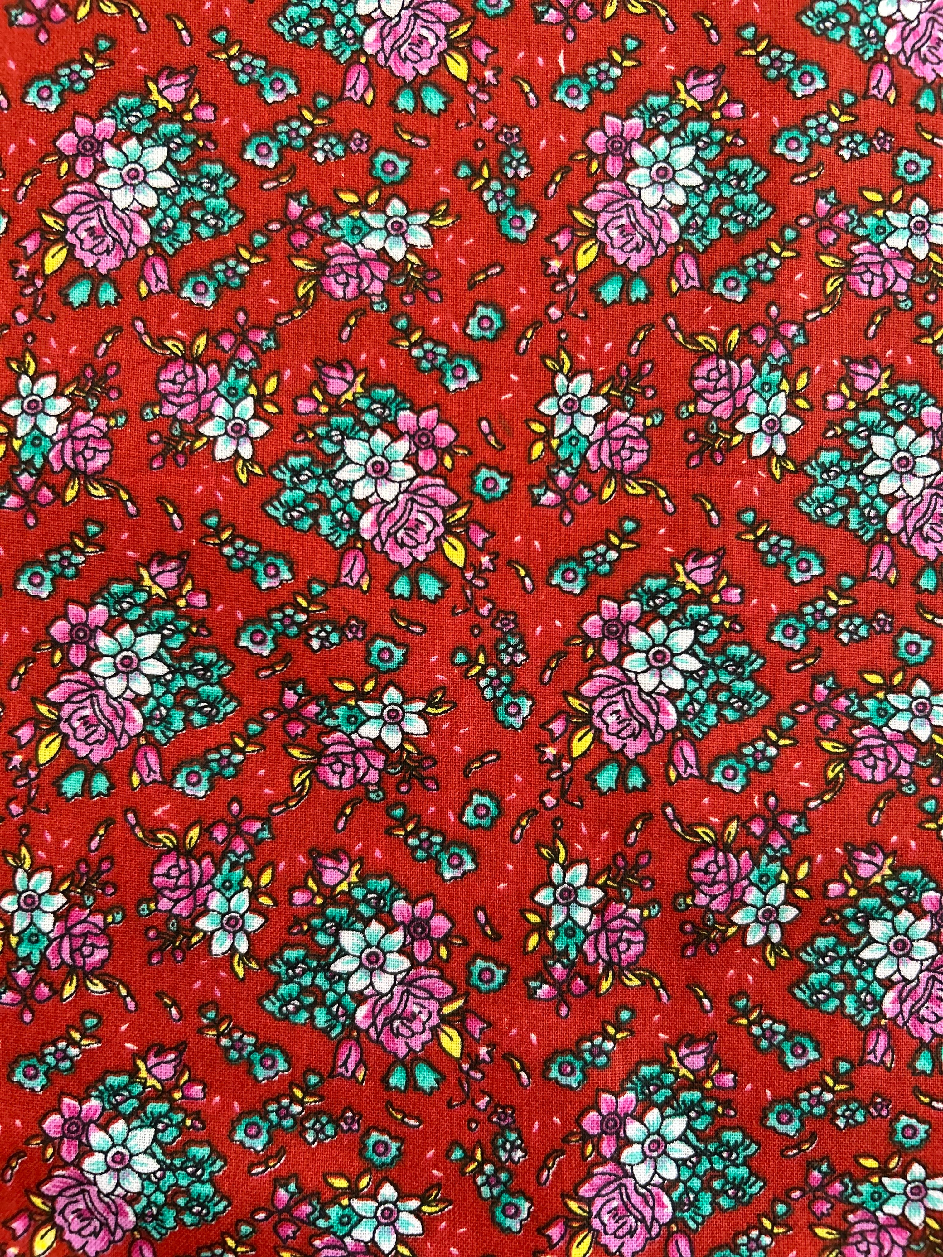 フランス コットンファブリック 輸入ファブリック ブラウン×マルチカラー 小花柄 花柄 総柄 カルトナージュ