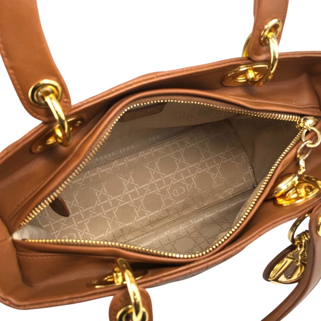 Christian Dior クリスチャン ディオール レディディオール ハンドバッグ ブラウン カナージュ ロゴチャーム レザー 2way vintage ヴィンテージ オールド 5n4tvr