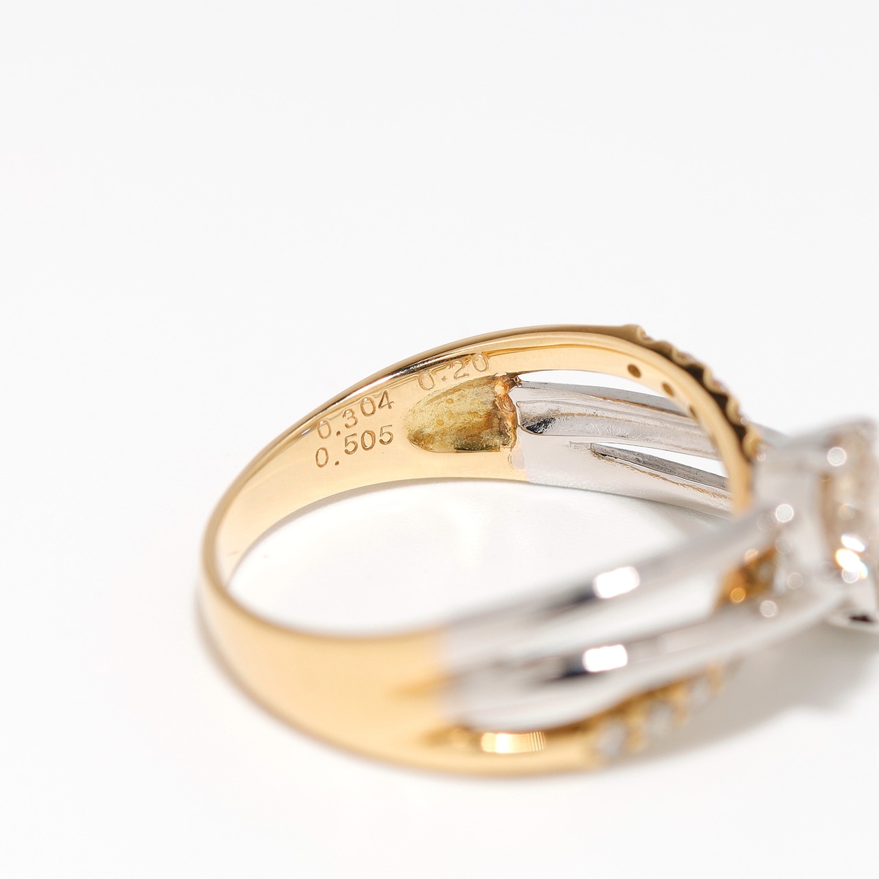 ブラウンダイヤモンド デザインリング pt900 / K18 / 0.505ct / 0.304ct / 0.200ct