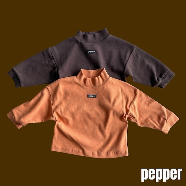韓国子供服 / PEPPER / 26Autumn / みかんカラー ハイネックTシャツ / 秋服 *XS~XL *