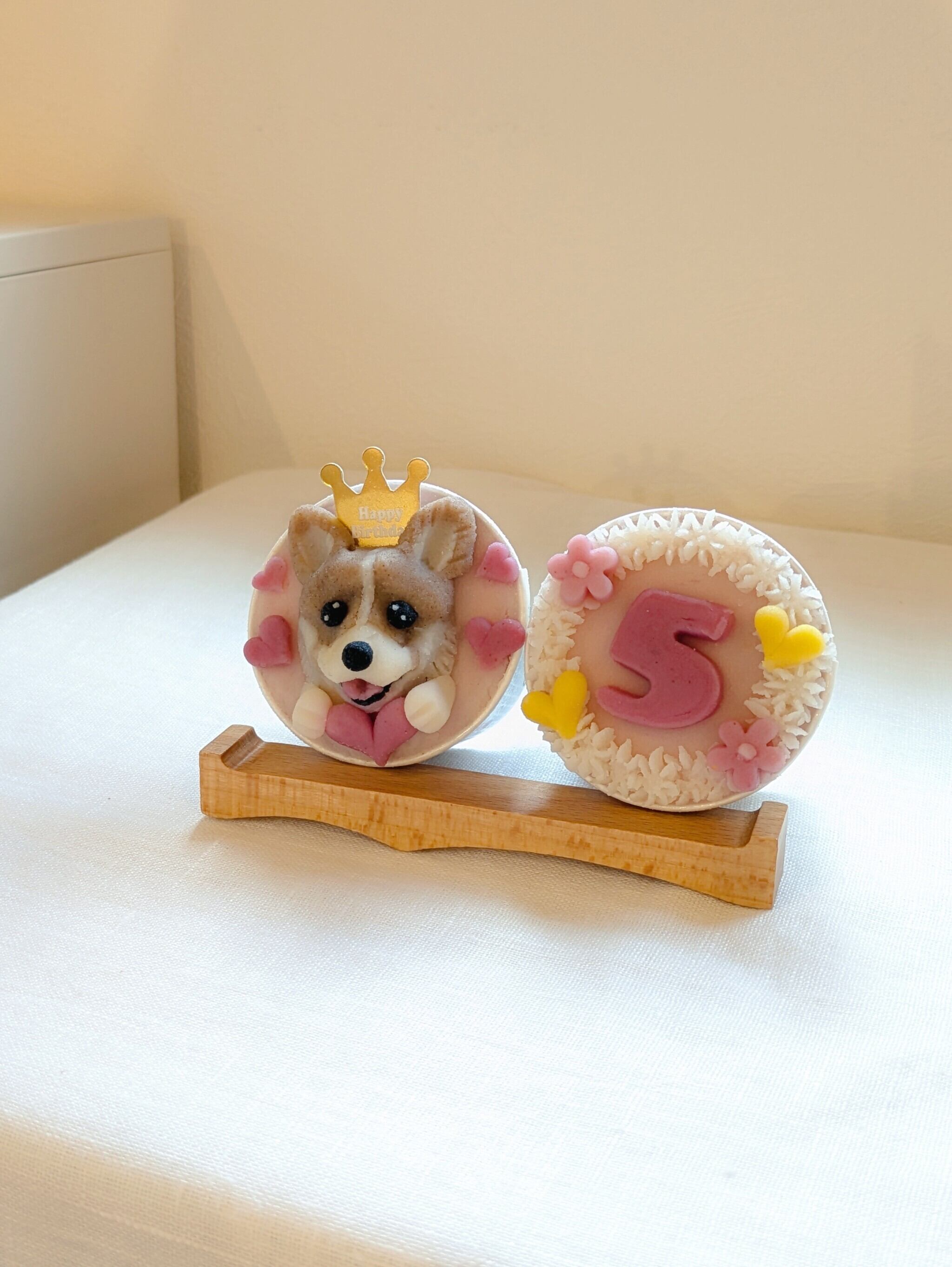 似顔絵カップケーキ お花&ワンちゃん 2個入り | kapukapu_dog