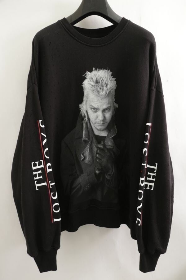 AMIRI THE LOST BOYS OVERSIZE DAMAGED CREWNECK SWEAT BLACK SMALL 