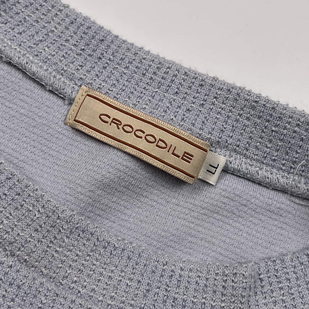 CROCODILE クロコダイル 重ね着風 デザイン トップス LL/水色×ホワイト 系 レディース