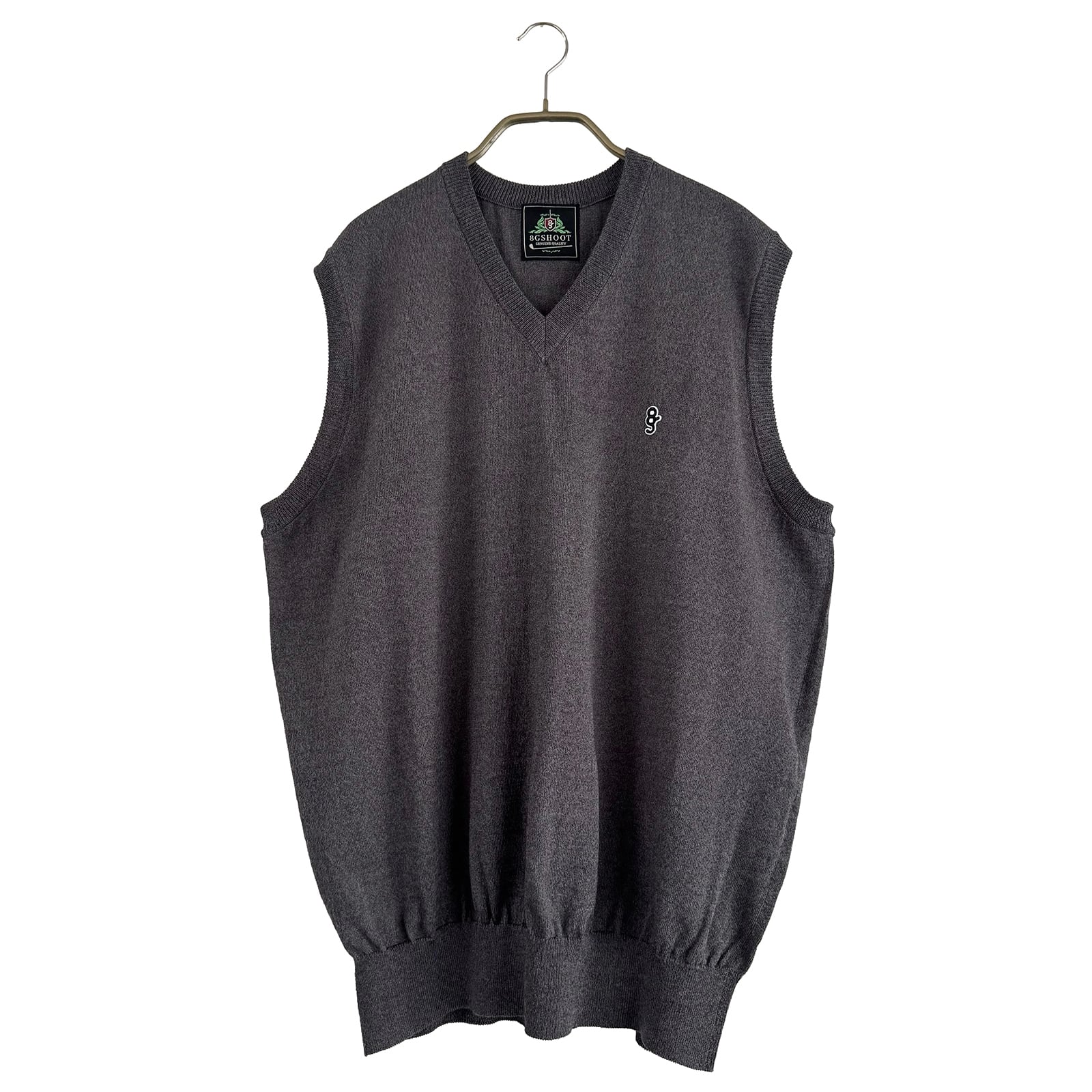 8G V NECK KNIT VEST -GRAY-