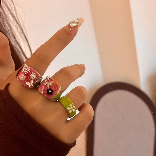 jiaye中華風龍＆花のレトロリング 6s