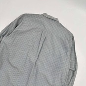 Papas パパス チェック柄 リネン混 長袖 ボタンダウン シャツ M/くすみブルー 水色系/メンズ 日本製