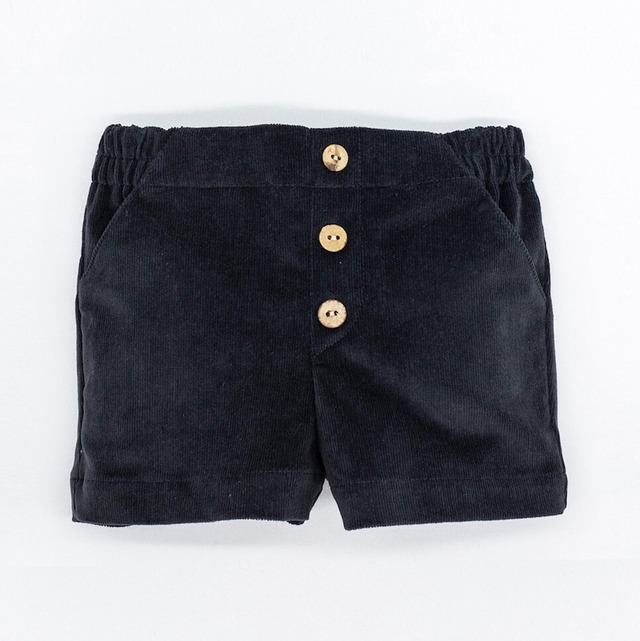 ELASTIC MICRO CORDUROY GREY SHORTS, COCO BUTTONS