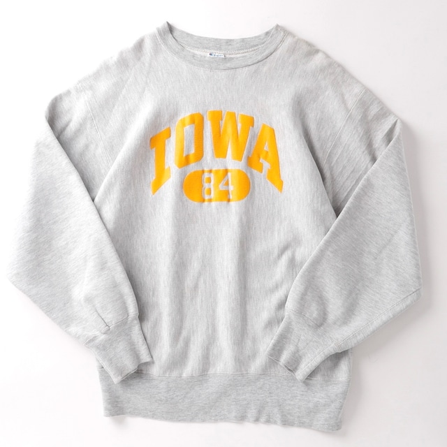 【希少】80s champion Reverse Weave Crew "IOWA"  Vintage sweat fade gray made in USA ／80年代 ヴィンテージ チャンピオン リバースウィーブ スウェット トレーナー  アイオワ大学 USA製  フェードグレー ビッグサイズ ミントコンディション