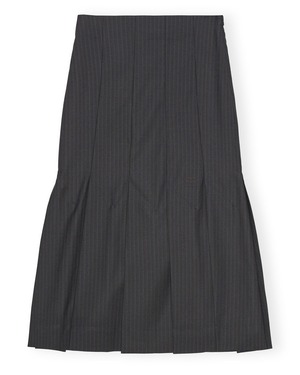 【GANNI】DARK GREY STRIPE SUITING MIDI SKIRT