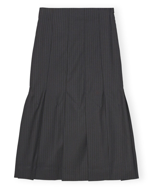 【GANNI】DARK GREY STRIPE SUITING MIDI SKIRT