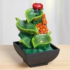 てんとう虫とお花の卓上噴水 ウォーターファウンテンライト付き USB給電