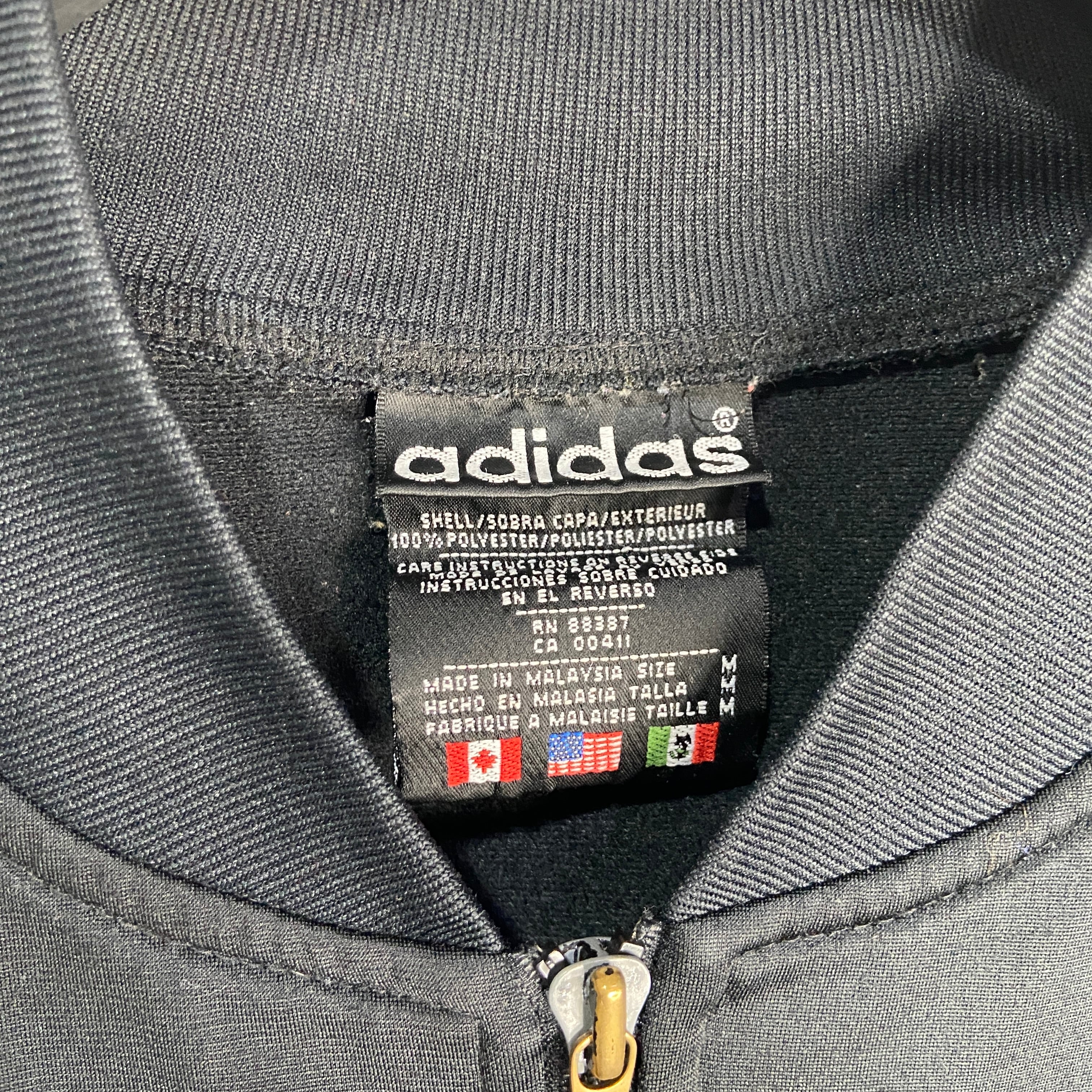 送料無料』80s adidas 万国旗タグ トラックジャケット ブラック M 黒 