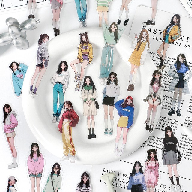 おしゃれな少女たちのPETシールセット　15種30枚入り　偶然与相遇シリーズ【Infeel.Me】[IM-12]