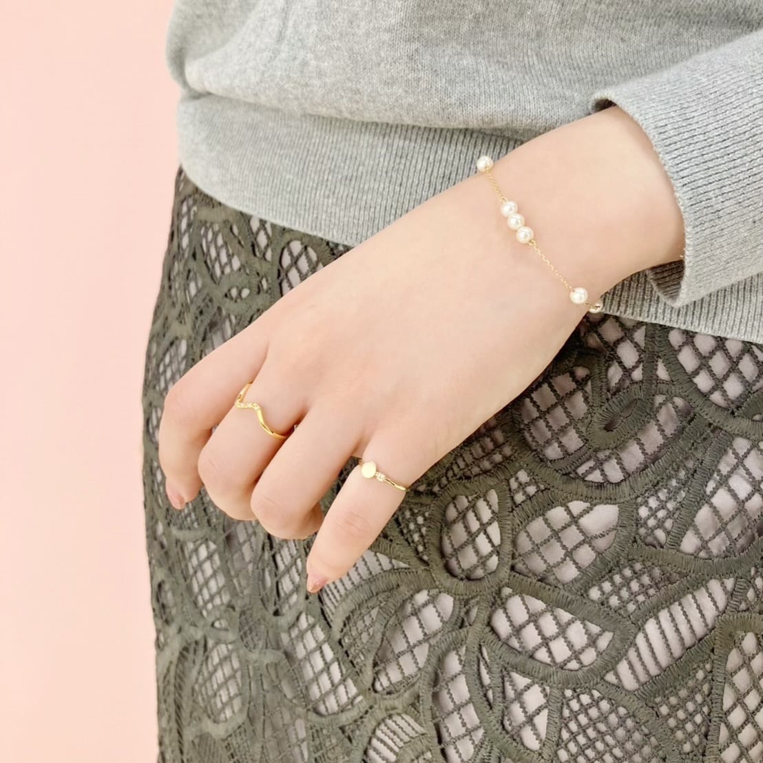 ♡♡K18可愛いパールブレスレット ちっさく 