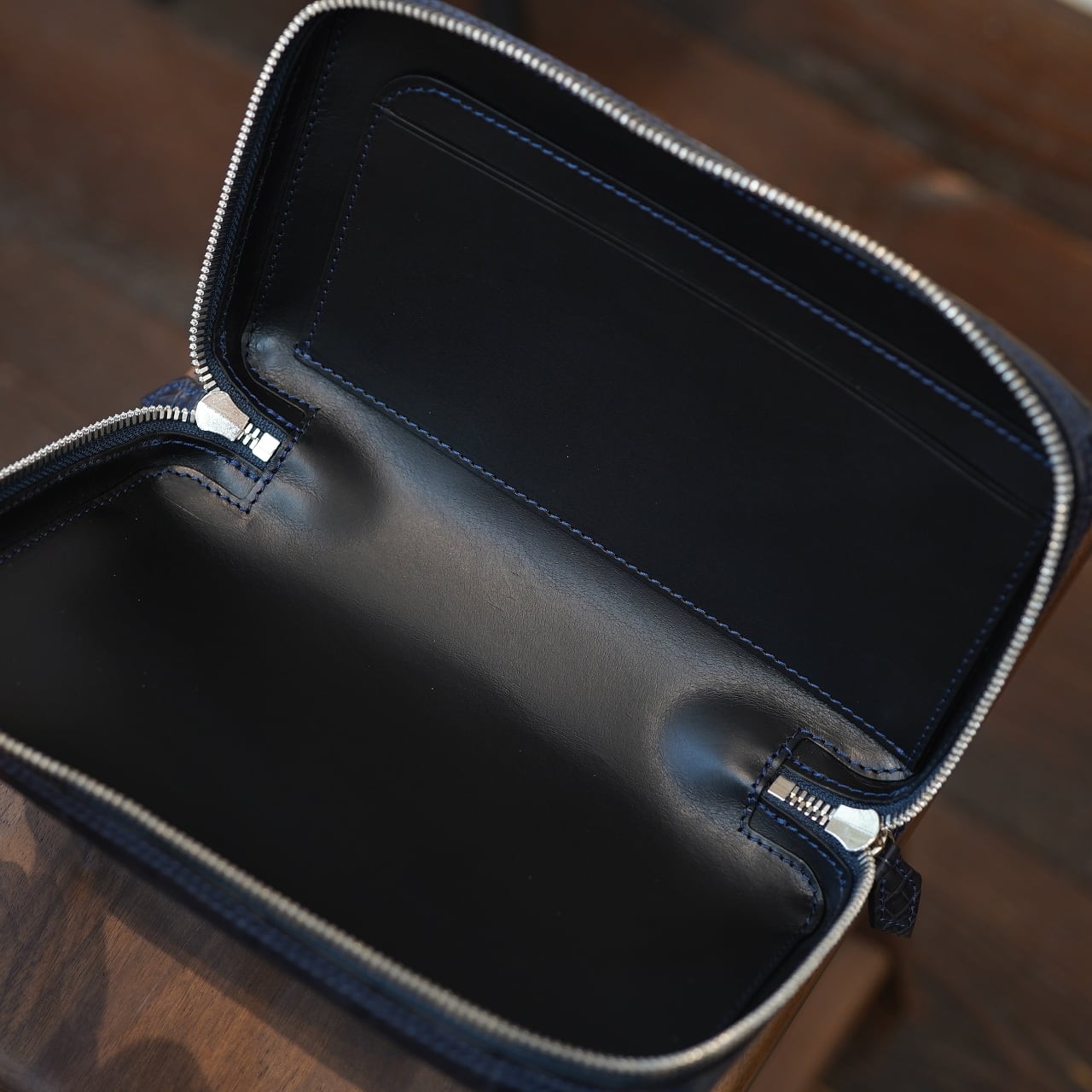 ル・ボナー ポーチピッコロ ナイルクロコダイルレザー ネイビー  