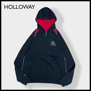 【HOLLOWAY】ハーフジップ 刺繍ロゴ ワンポイントロゴ 眼科医 スウェット パーカー フーディー hoodie プルオーバー センターポケット 2XL ビッグシルエット ラグラン 切替 us古着