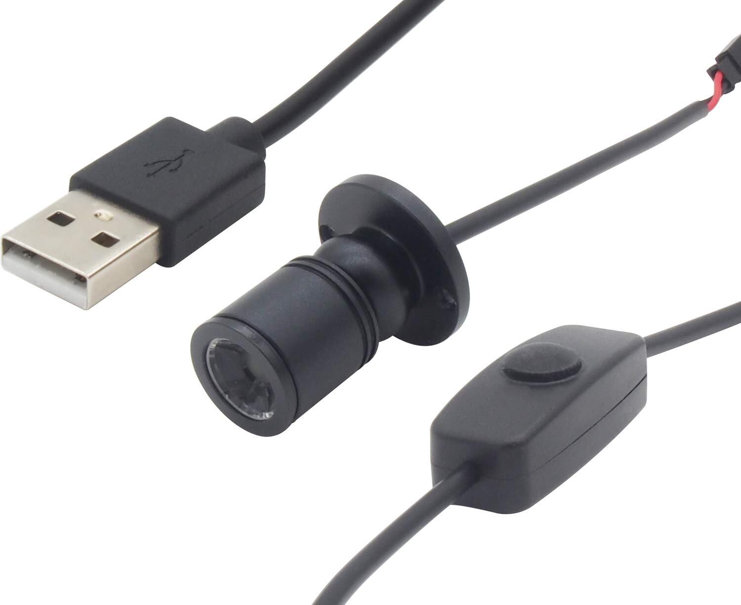オーディオファン USBスポットライト 高輝度LED USB-A LED 小型 スポットライト ショーケース照明 バックライト 角度調節 光調節 (無段階調光) 約2m 1個 ブラック