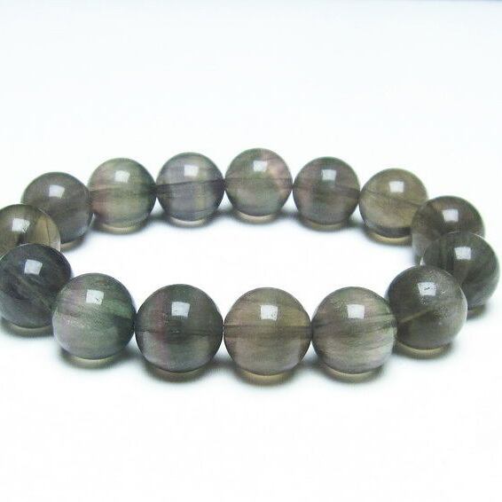 ラビットヘアー フローライト ブレスレット 14mm おまかせ便 111-25044