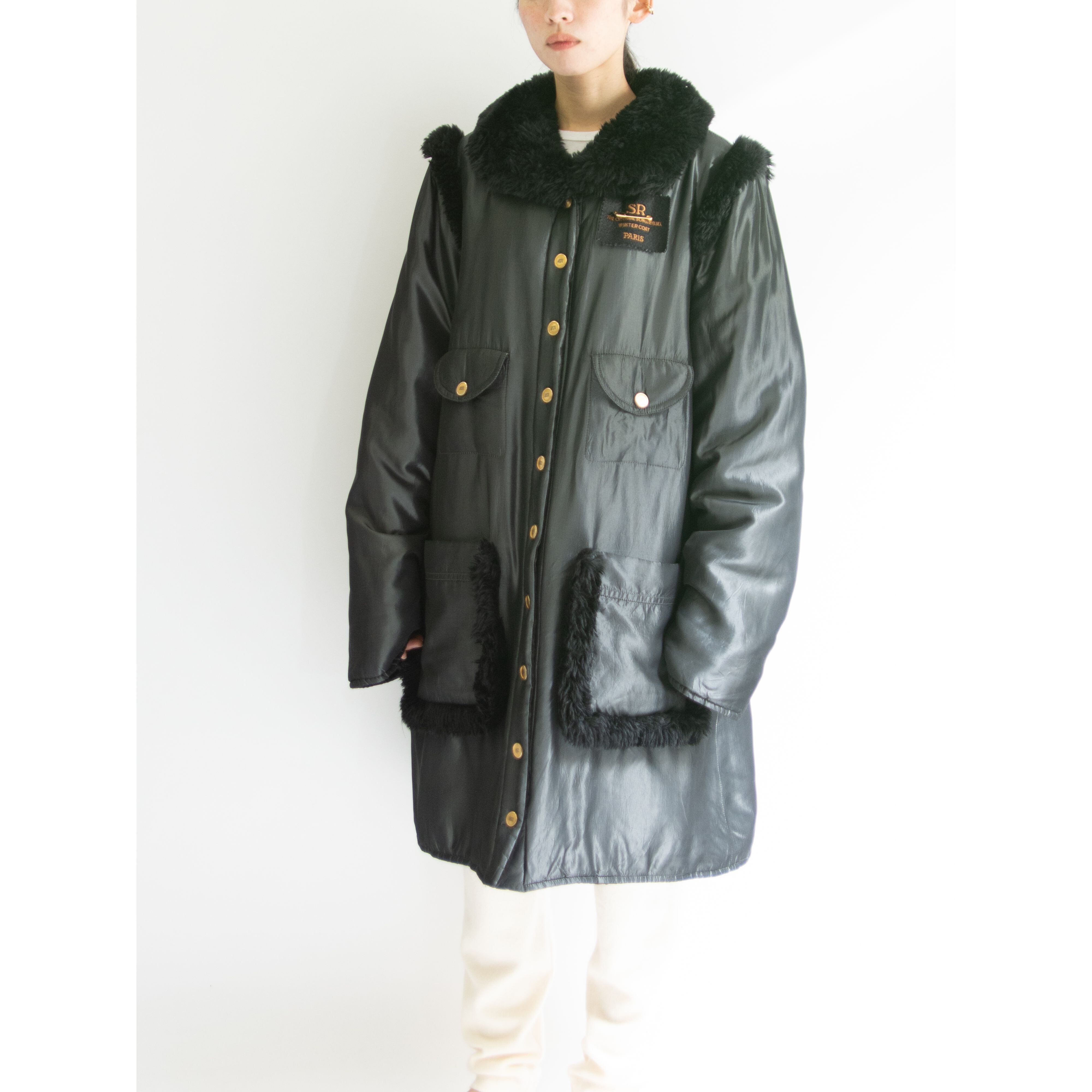 SONIA RYKIEL】Made in France 80-90's Acetate Padding Coat SONIA RYKIEL】Made in France 80-90's Acetate Padding Coat