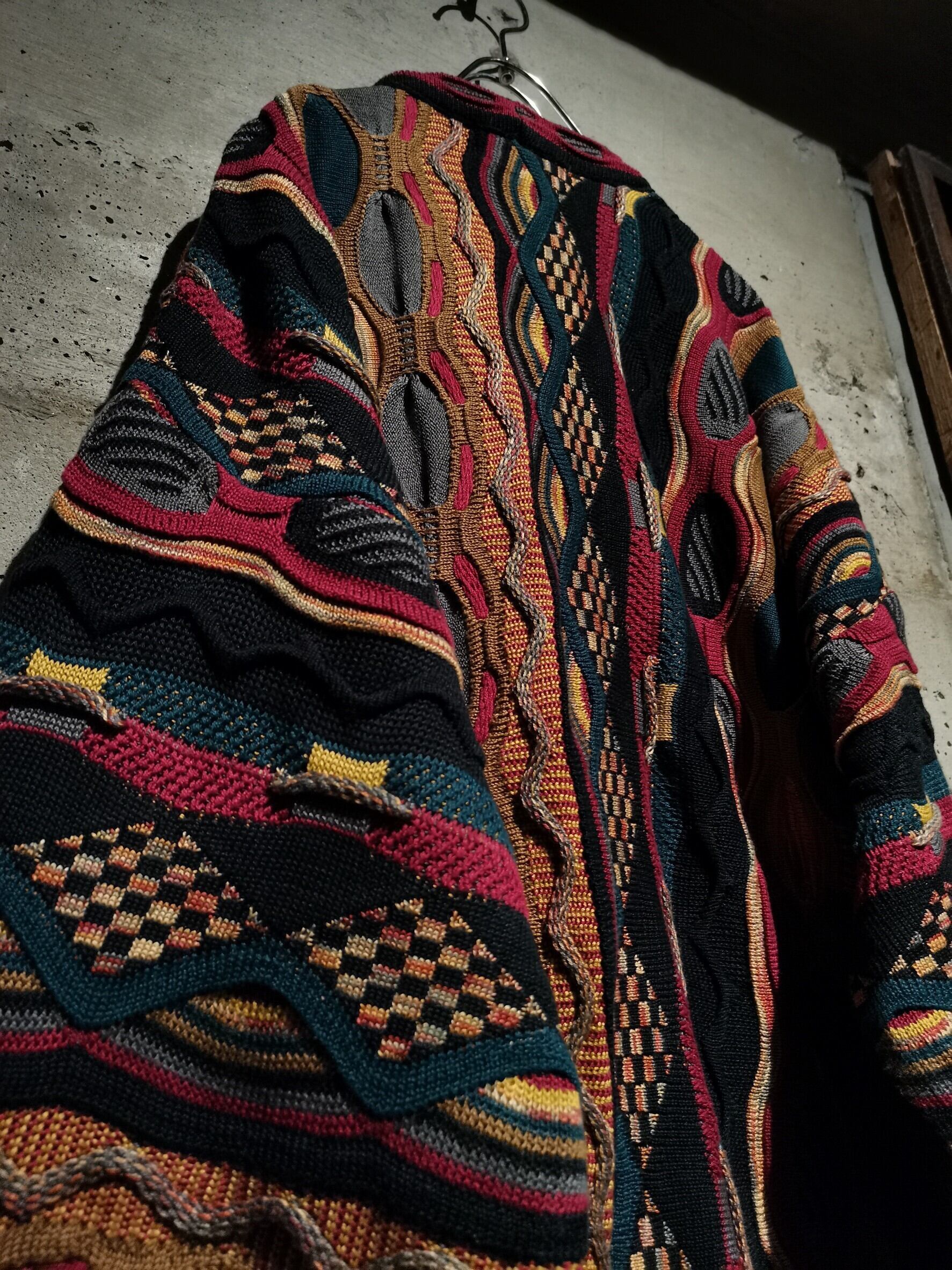 【Caka】”TUNDRA” Special Multi Color Loose 3D Knit Cardigan |  Caka(カカ）下北沢古着屋、セレクトショップ powered by BASE