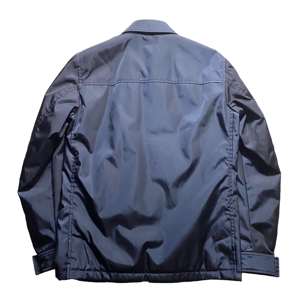 PRADA dark navy metallic nylon jacket