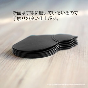 子猫のシルエットレザーコースター・ブラック