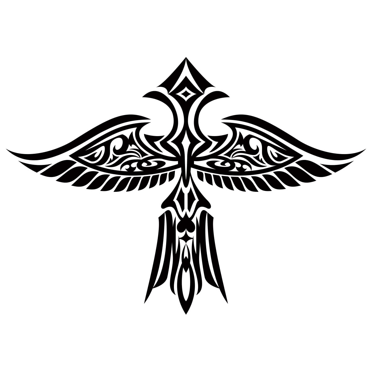 トライバル柄 十字架×鳥ver Tシャツ cl10 トライバル タトゥーデザイン