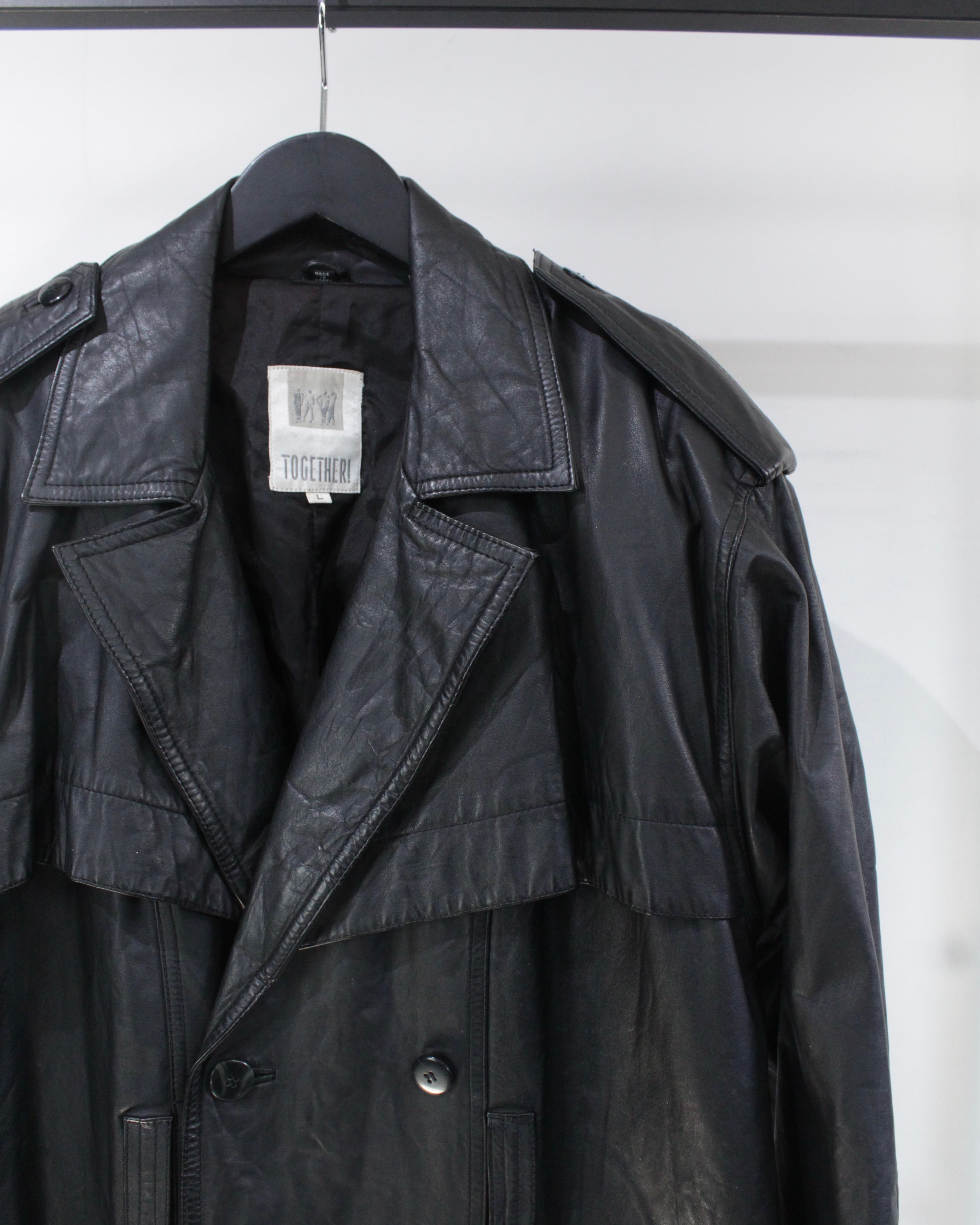 Caka BLACK】Vintage Loose Leather Trench Coat | Caka(カカ）下北沢